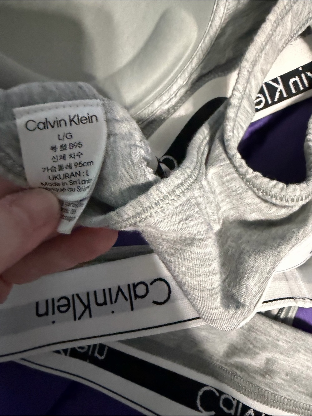 Calvin Klein Women’s Sports Bra and Thong. New without tags. Size Large
